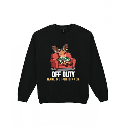 Off Duty Reindeer Funny Christmas Jumper & T-Shirt Sweatshirt in Black