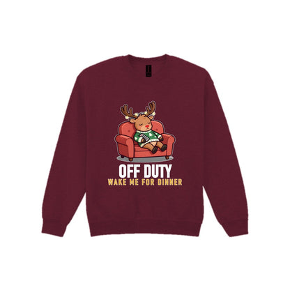 Off Duty Reindeer Funny Christmas Jumper & T-Shirt Sweatshirt in Maroon