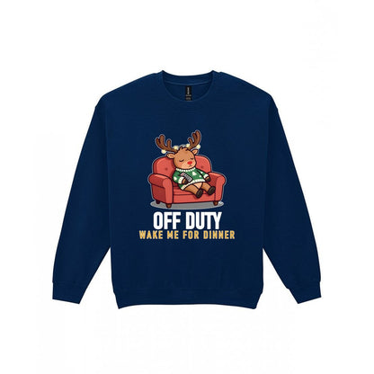 Off Duty Reindeer Funny Christmas Jumper & T-Shirt Sweatshirt in Navy