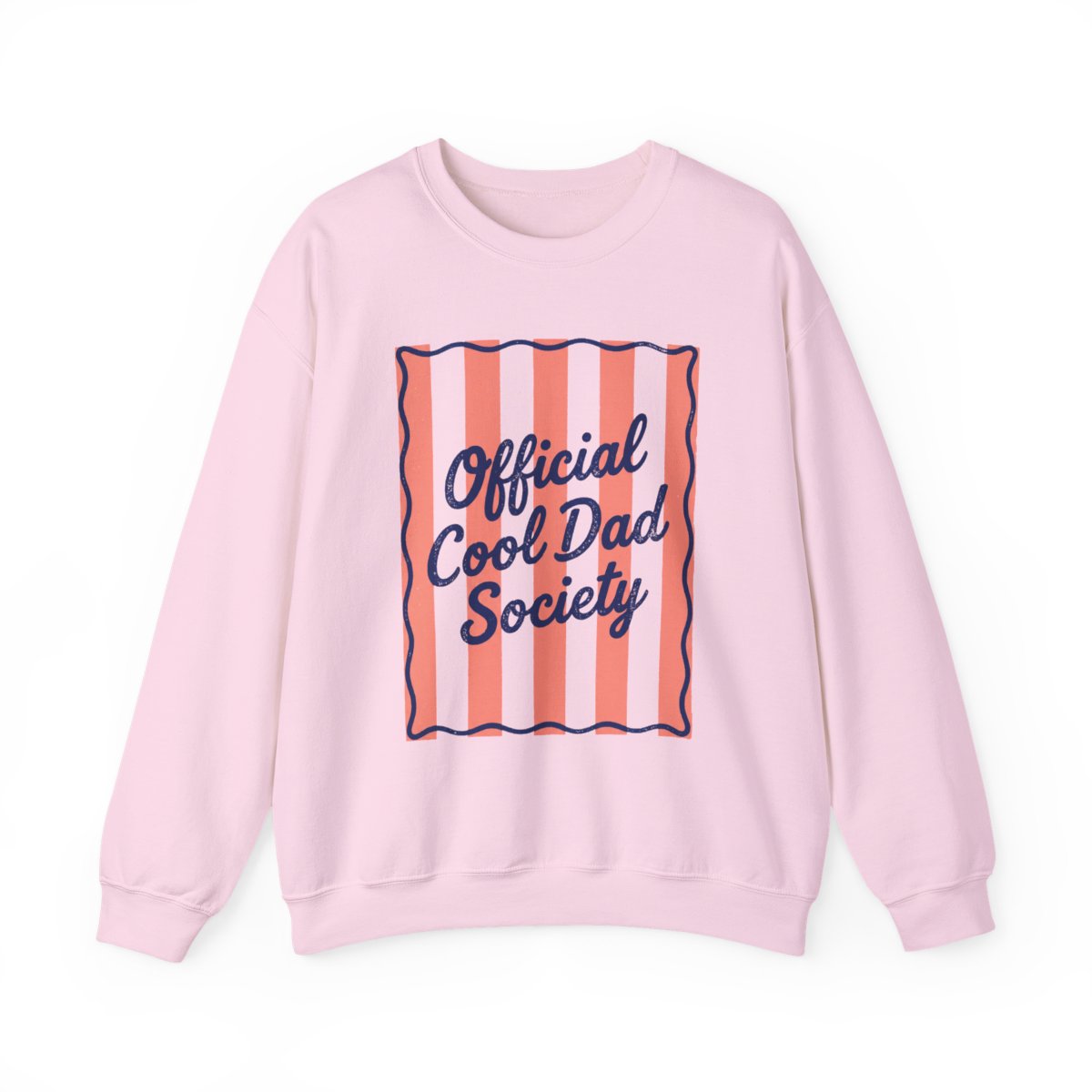 white sweatshirt with cool dad society humorous slogan