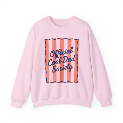 white sweatshirt with cool dad society humorous slogan
