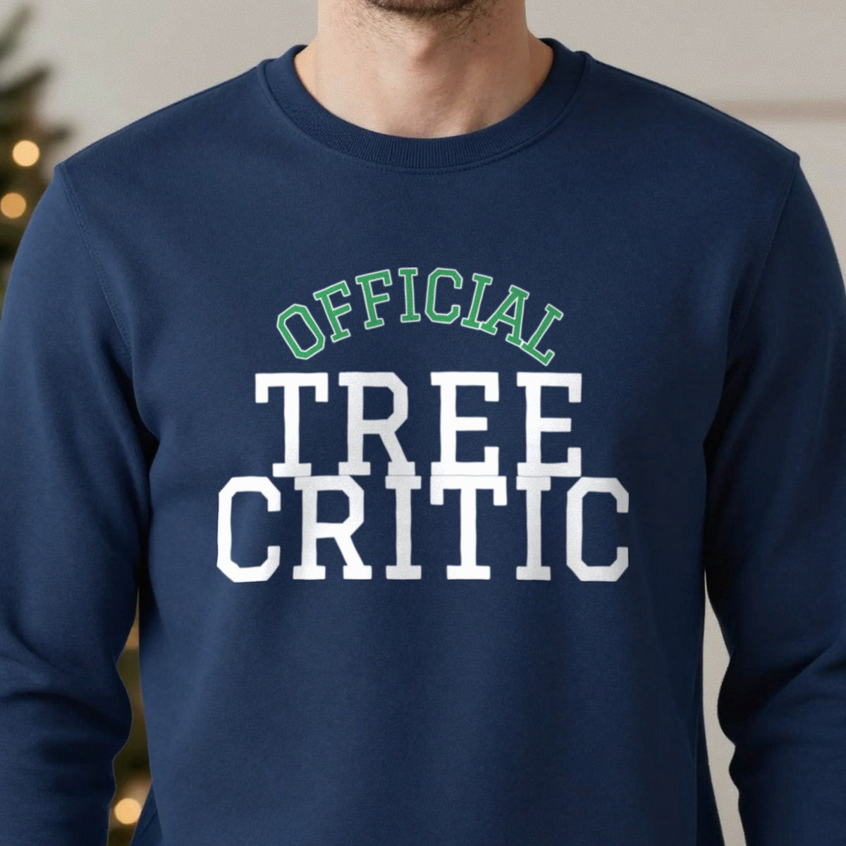Official Tree Critic Funny Christmas Jumper & T-Shirt close-up