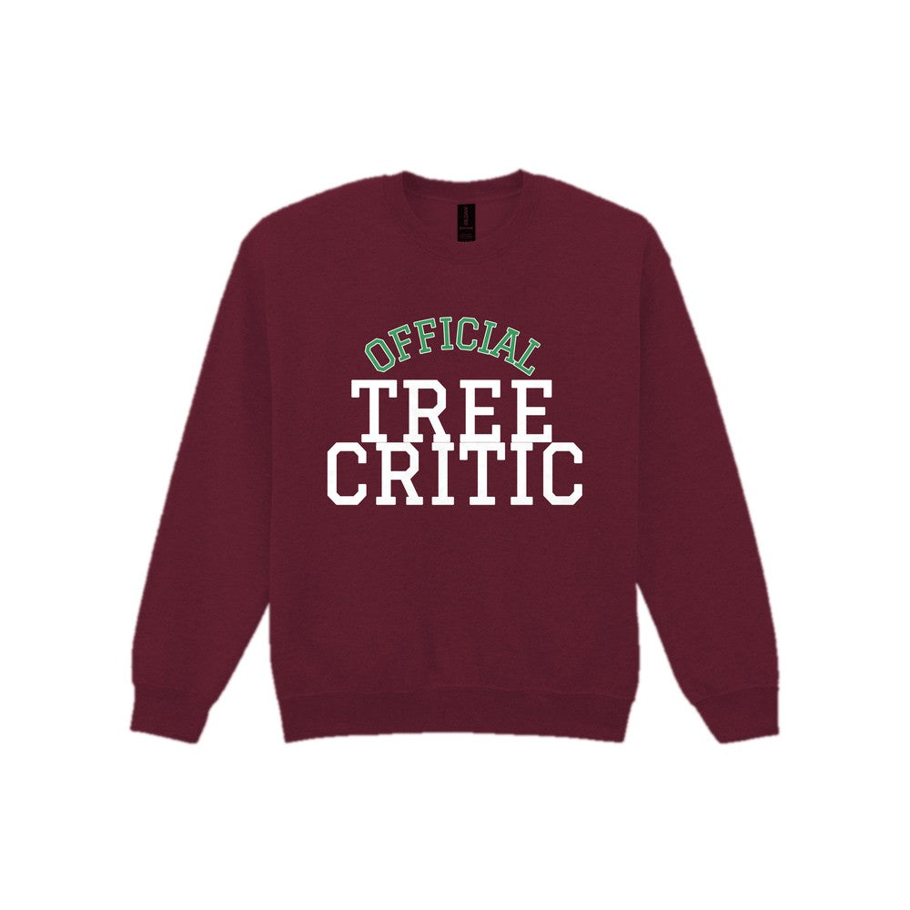 Official Tree Critic Funny Christmas Jumper & T-Shirt Sweatshirt in Maroon