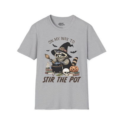 on my way to stir the pot halloween raccoon t-shirt t-shirt second colour product image