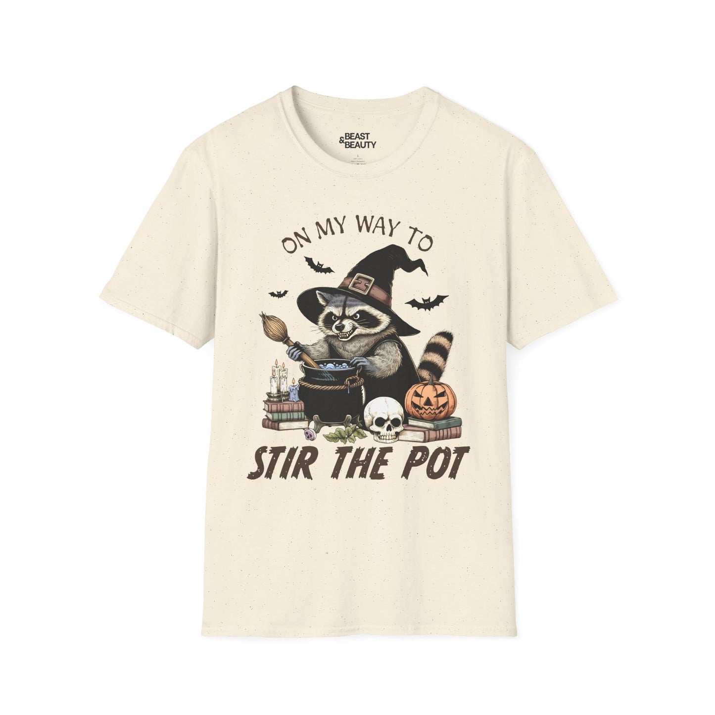 on my way to stir the pot halloween raccoon t-shirt t-shirt alternate colour product image