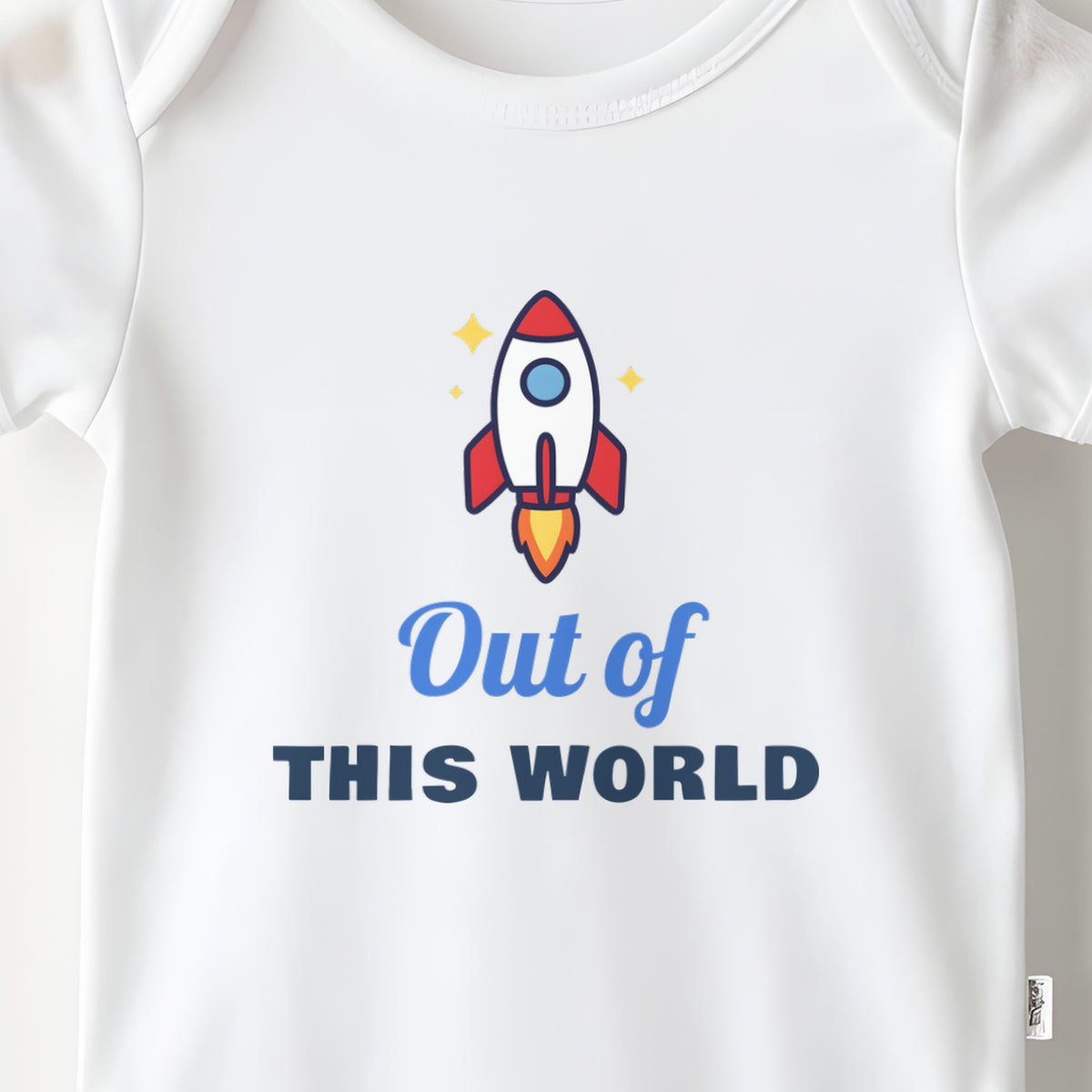 Out Of This World baby grow print close-up