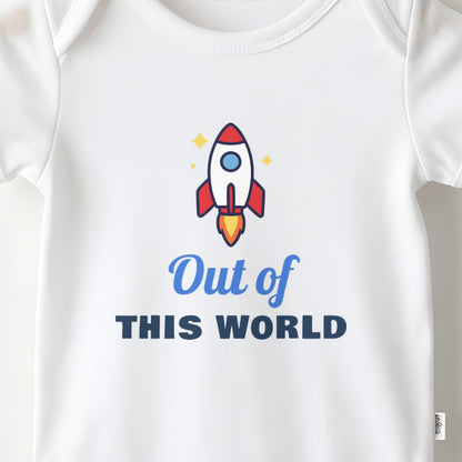 Out Of This World baby grow print close-up