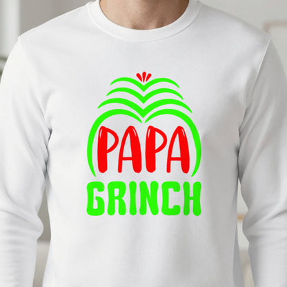 Papa Grumpy Green Christmas T-Shirt & Sweatshirt close-up