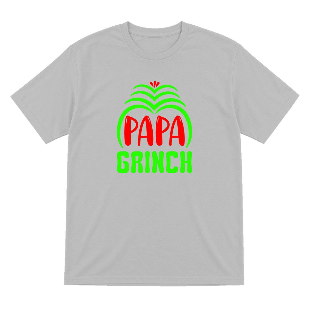 Papa Grumpy Green Christmas T-Shirt & Sweatshirt T-Shirt in Sport Grey