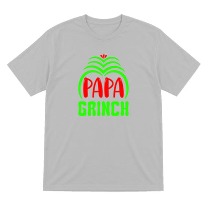 Papa Grumpy Green Christmas T-Shirt & Sweatshirt T-Shirt in Sport Grey