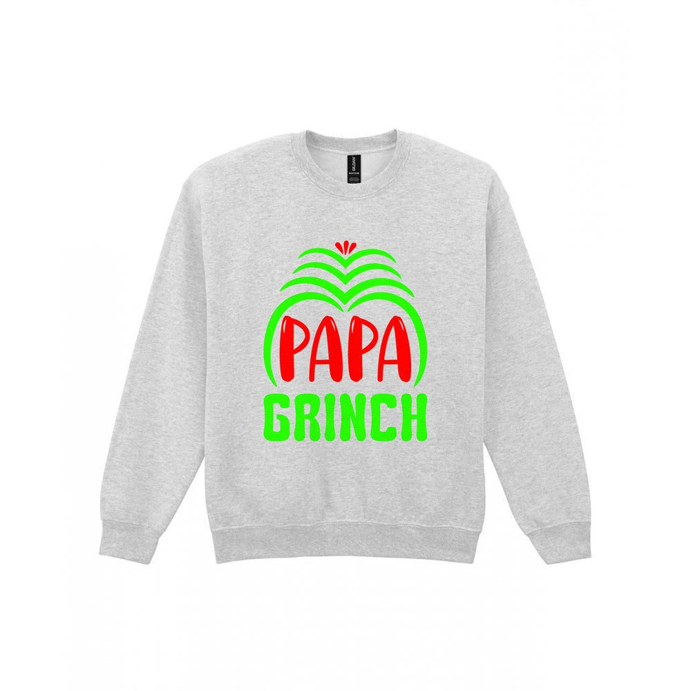 Papa Grumpy Green Christmas T-Shirt & Sweatshirt Sweatshirt in Sport Grey