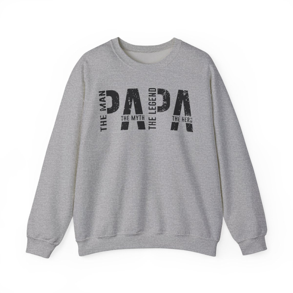 white sweatshirt with papa the man the myth the legend funny dad gift design