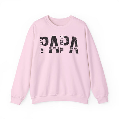 sport grey sweatshirt with papa the man the myth the legend slogan print