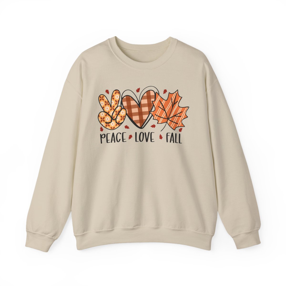 sport grey sweatshirt with peace love fall slogan print