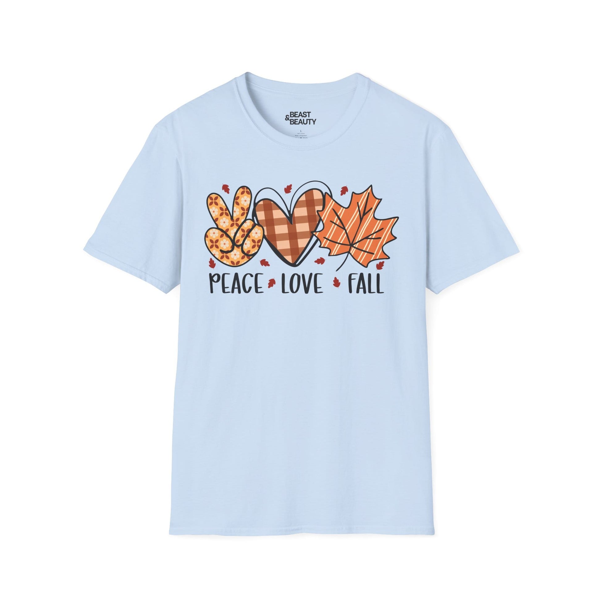 peace love fall t-shirt light blue t-shirt gift gift idea