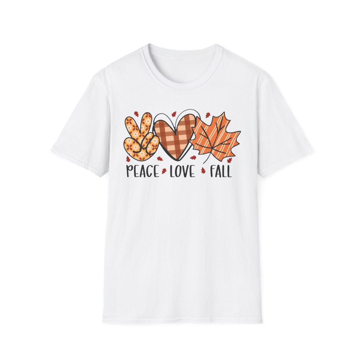 light blue t-shirt with peace love fall design for women