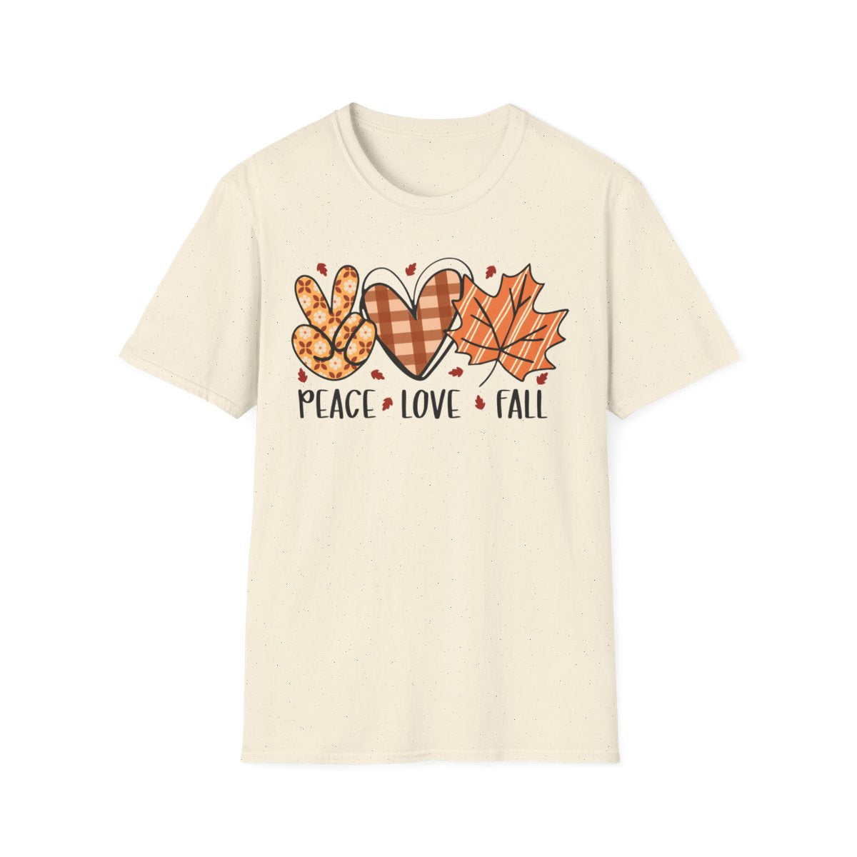 natural t-shirt with cozy fall vibes peace love design