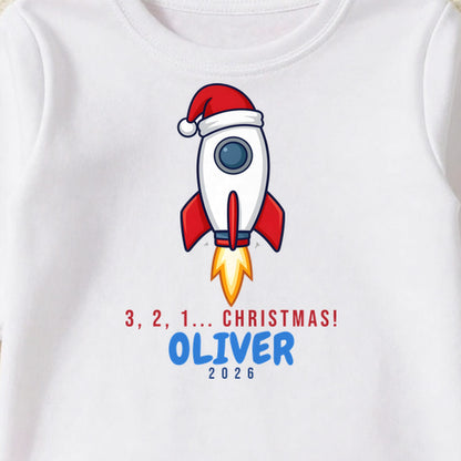 3 2 1 Christmas Rocket personalised print close-up