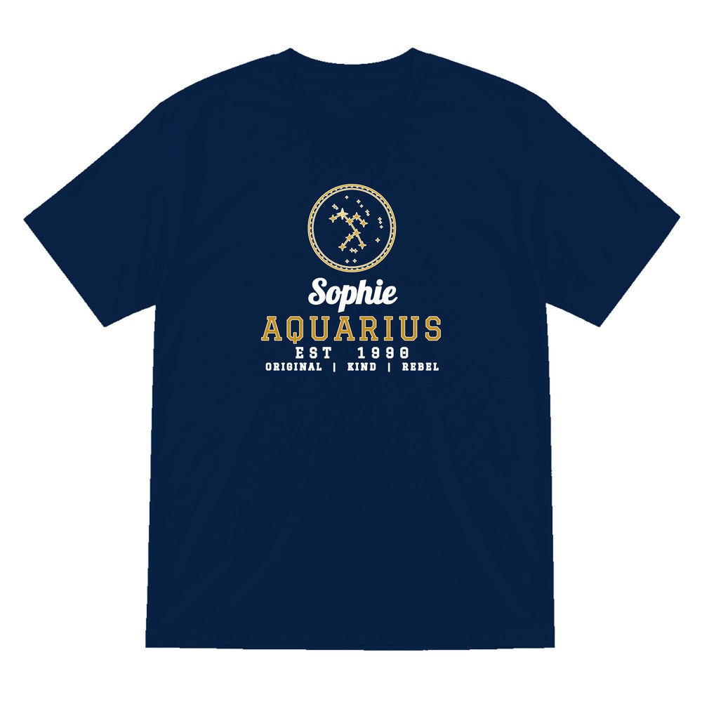 Personalised Aquarius T-Shirt & Sweatshirt laid flat