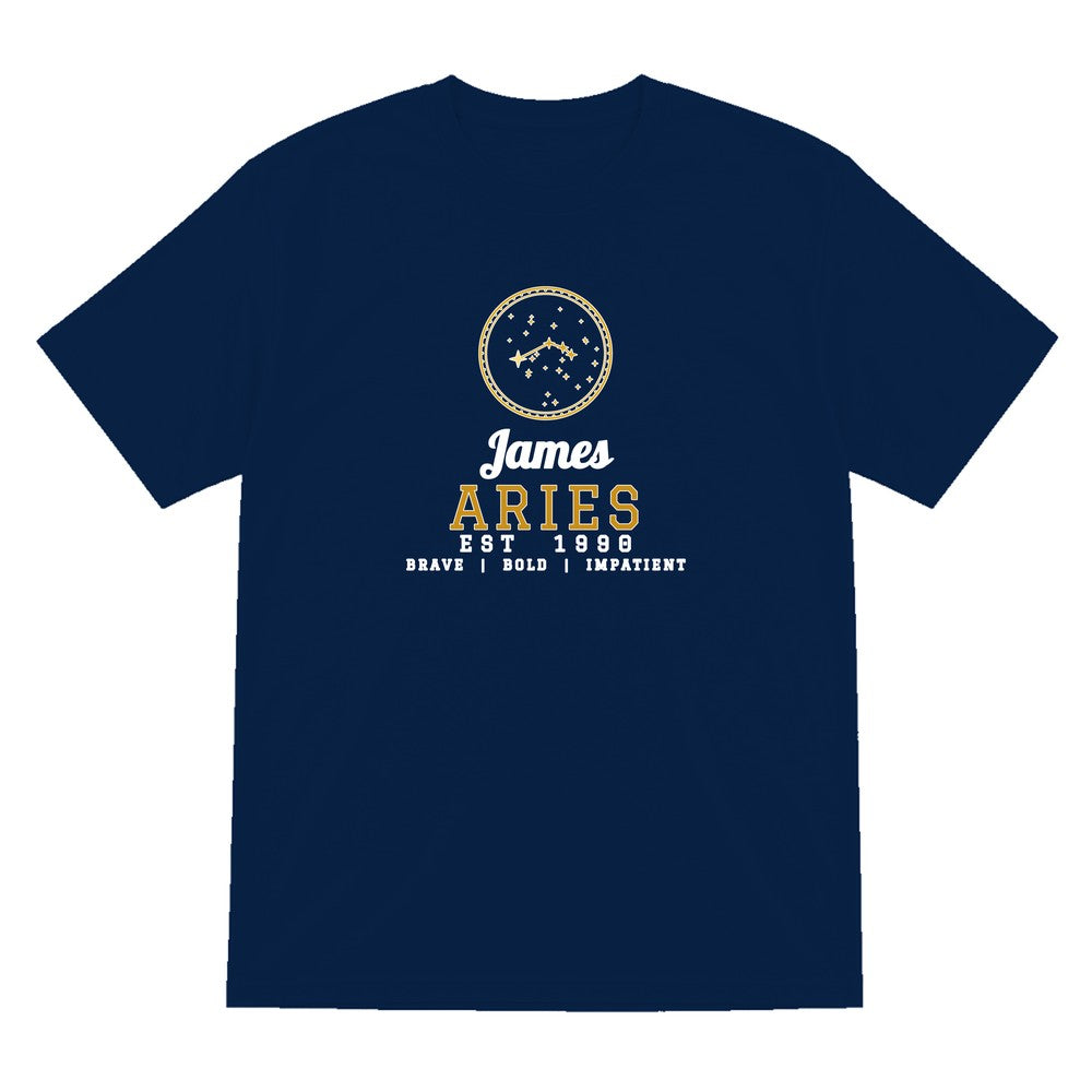 Personalised Aries T-Shirt & Sweatshirt laid flat