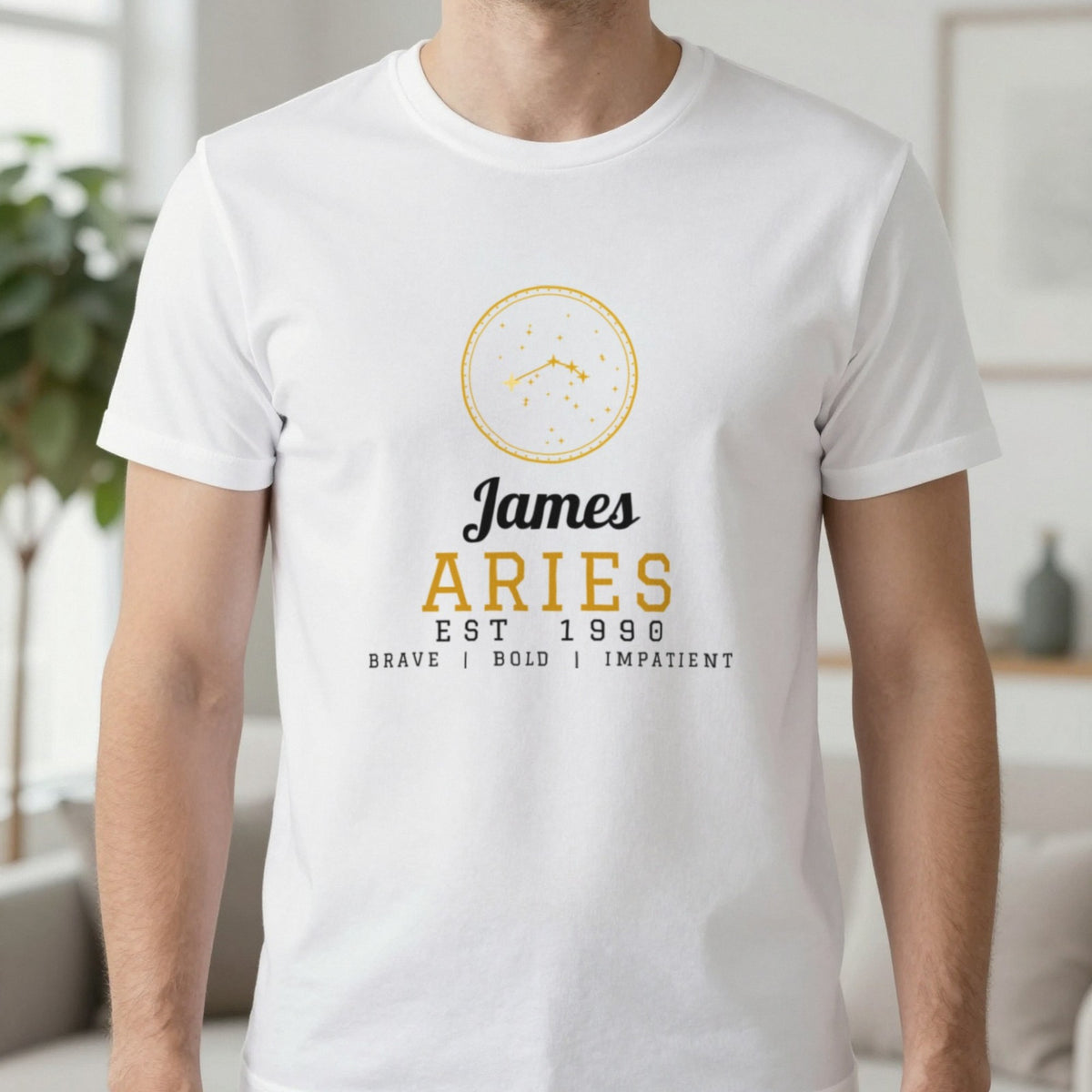 Personalised Aries T-Shirt & Sweatshirt T-Shirt in White, worn, our photo