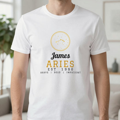 Personalised Aries T-Shirt & Sweatshirt T-Shirt in White, worn, our photo