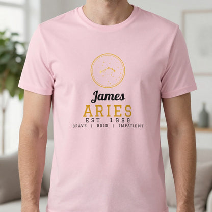 Personalised Aries T-Shirt & Sweatshirt T-Shirt in Light Pink, worn, our photo