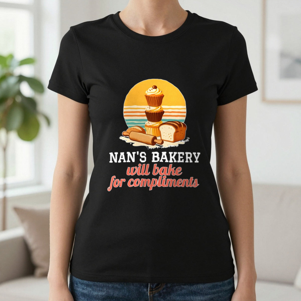 Personalised Bakery T-Shirt & Sweatshirt T-Shirt in Black, worn, our photo
