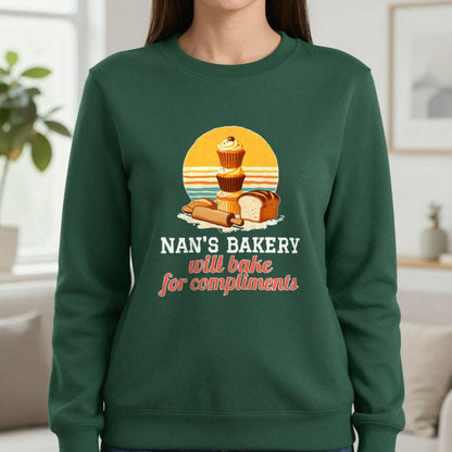 Personalised Bakery T-Shirt & Sweatshirt Sweatshirt in Forest Green, worn, our photo