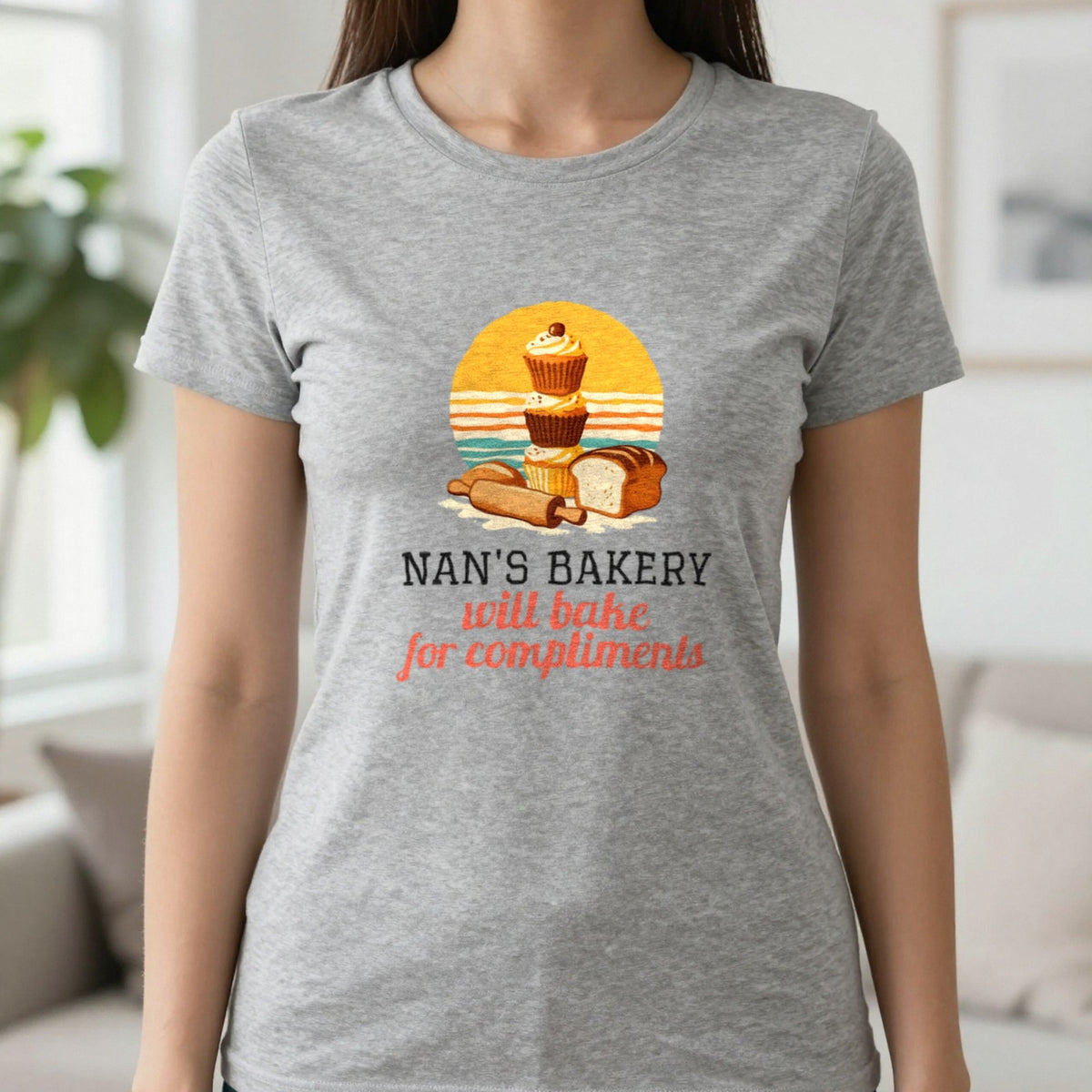 Personalised Bakery T-Shirt & Sweatshirt T-Shirt in Sport Grey, worn, our photo