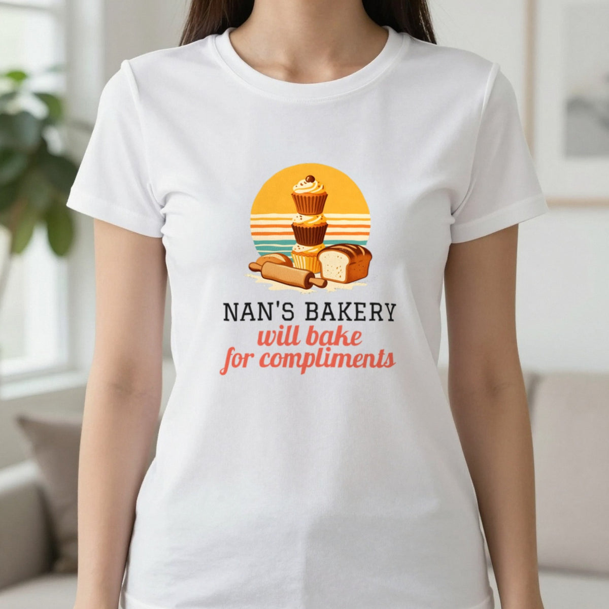 Personalised Bakery T-Shirt & Sweatshirt T-Shirt in White, worn, our photo