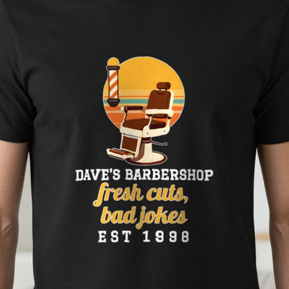 Personalised Barbershop T-Shirt & Sweatshirt print close-up, our photo