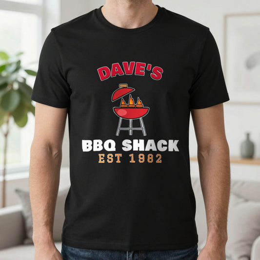 Personalised BBQ Shack T-Shirt & Sweatshirt T-Shirt in Black, worn, our photo
