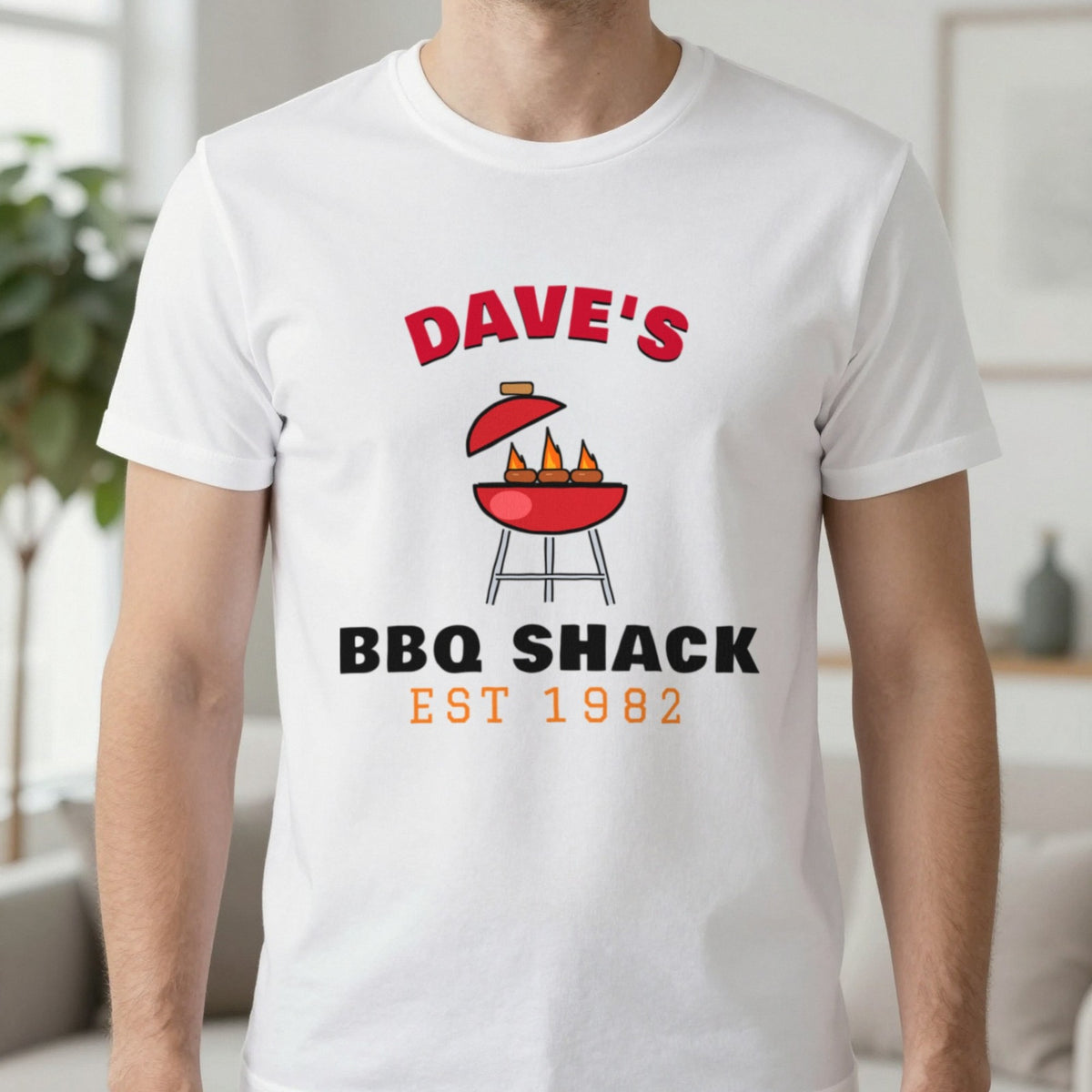 Personalised BBQ Shack T-Shirt & Sweatshirt T-Shirt in White, worn, our photo