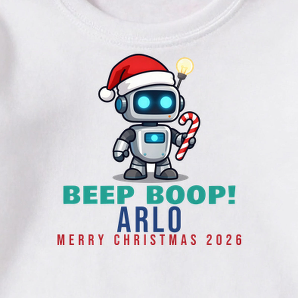 Beep Boop Christmas Robot personalised print close-up