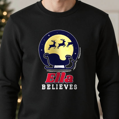 Personalised Believes Christmas Jumper & T-Shirt close-up