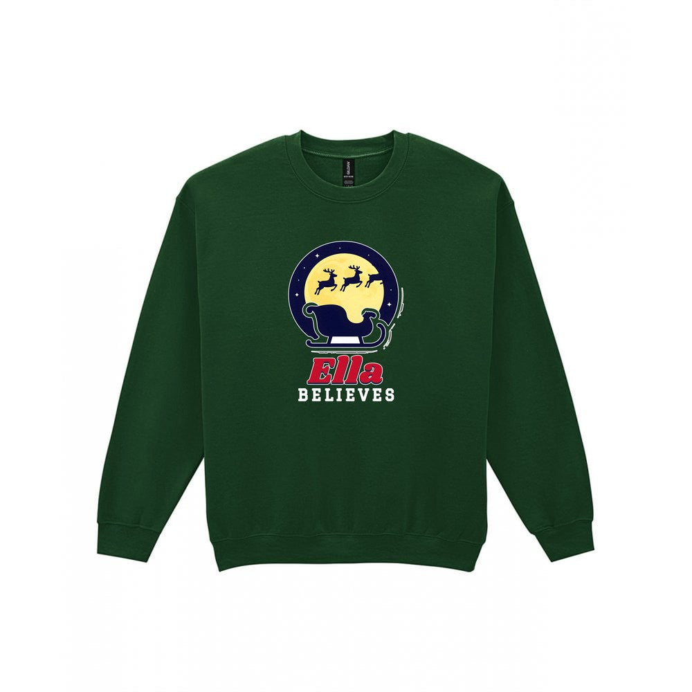 Personalised Believes Christmas Jumper & T-Shirt Sweatshirt in Forest Green
