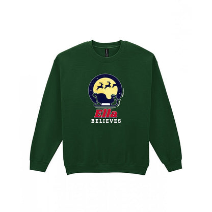 Personalised Believes Christmas Jumper & T-Shirt Sweatshirt in Forest Green