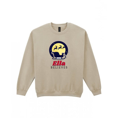 Personalised Believes Christmas Jumper & T-Shirt Sweatshirt in Sand