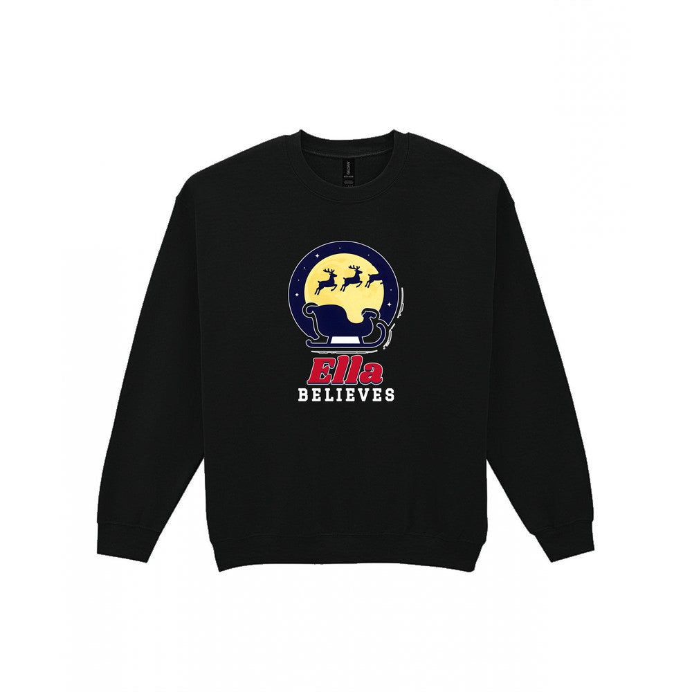 Personalised Believes Christmas Jumper & T-Shirt Sweatshirt in Black