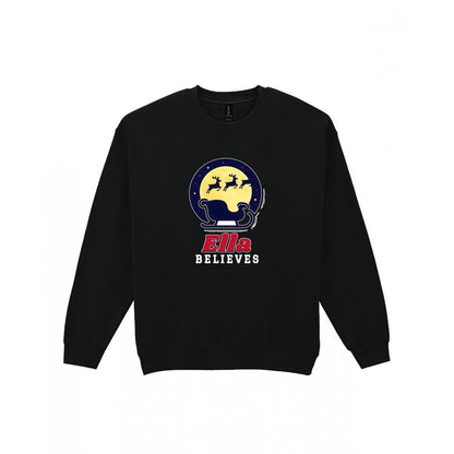 Personalised Believes Christmas Jumper & T-Shirt Sweatshirt in Black