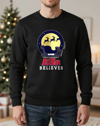 Personalised Believes Christmas Jumper & T-Shirt worn