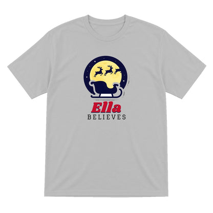 Personalised Believes Christmas Jumper & T-Shirt T-Shirt in Sport Grey