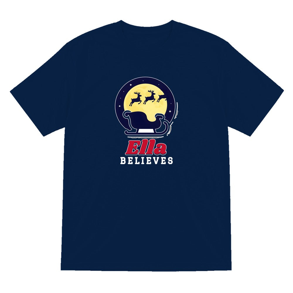 Personalised Believes Christmas Jumper & T-Shirt T-Shirt in Navy