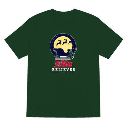 Personalised Believes Christmas Jumper & T-Shirt T-Shirt in Forest Green
