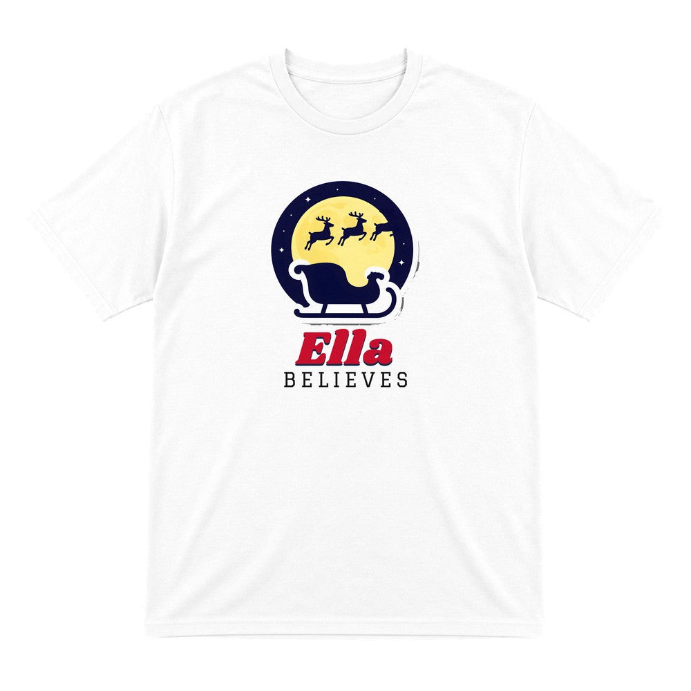 Personalised Believes Christmas Jumper & T-Shirt T-Shirt in White