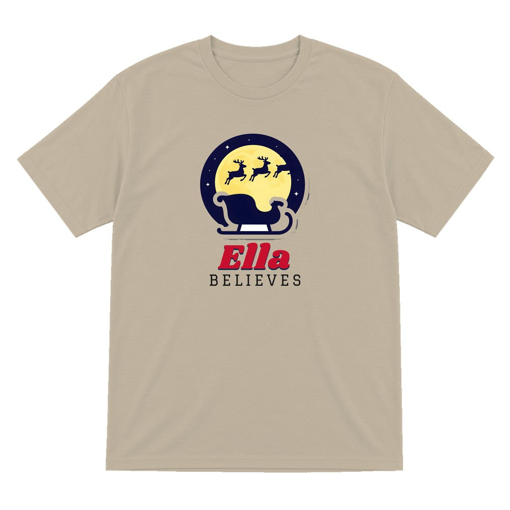 Personalised Believes Christmas Jumper & T-Shirt T-Shirt in Sand