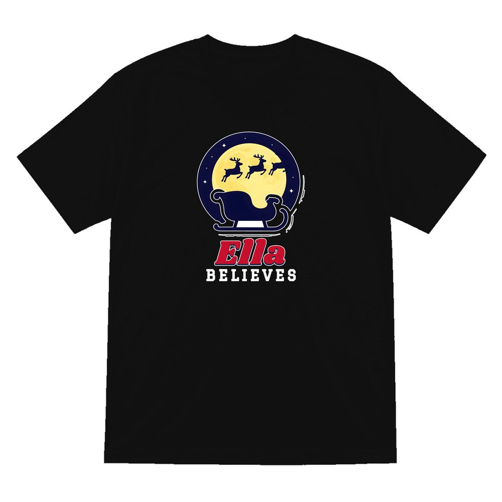 Personalised Believes Christmas Jumper & T-Shirt T-Shirt in Black
