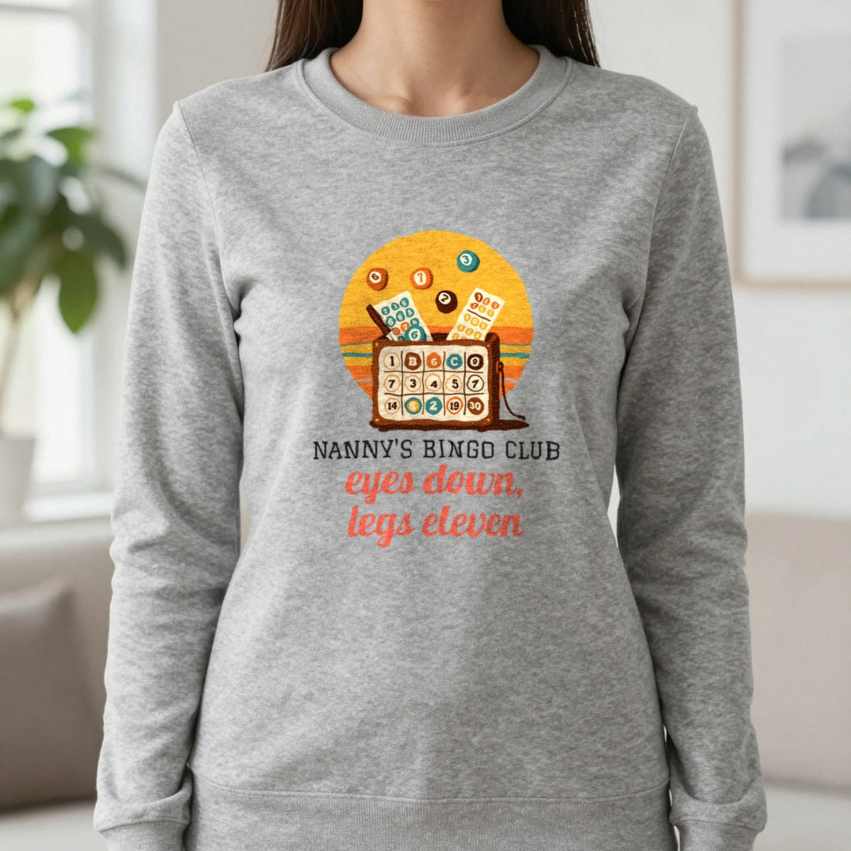 Personalised Bingo Club T-Shirt & Sweatshirt Sweatshirt in Sport Grey, worn, our photo