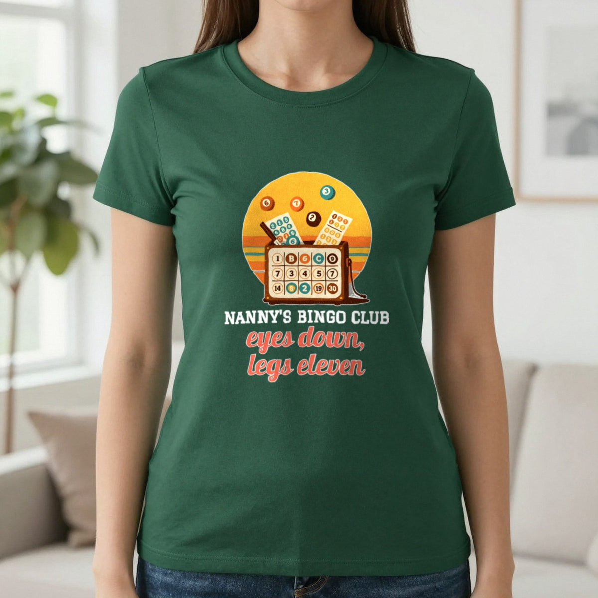 Personalised Bingo Club T-Shirt & Sweatshirt T-Shirt in Forest Green, worn, our photo